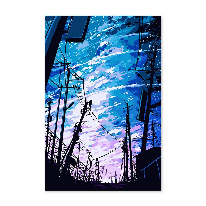 

Digital oil painting anime and animation street in the evening your name paintings by numbers landscape