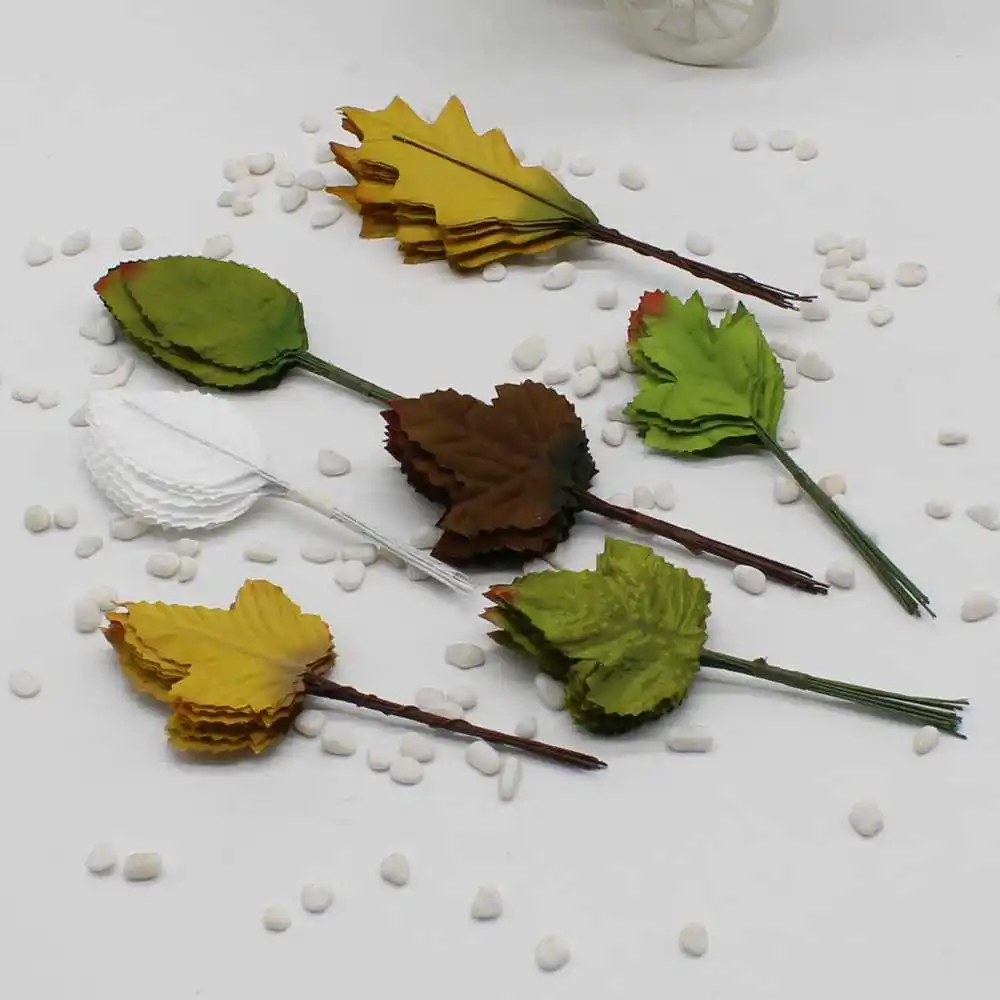 

new 12 leaf green leaf artificial silk flower wedding party craft decoration fake flower DIY cut and paste