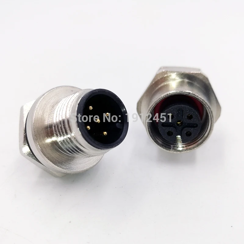 Sensor Connector Flange Socket M12 Threaded Couply Male/&Female Type 4 5 8Pin ^P