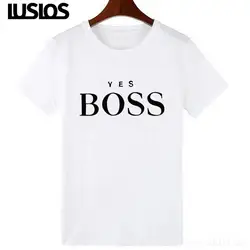LUS LOS/Новые футболки arrival с двумя цветными черно-белыми надписями BOSS & электрокардиограмма, она верила, что может, но она устала