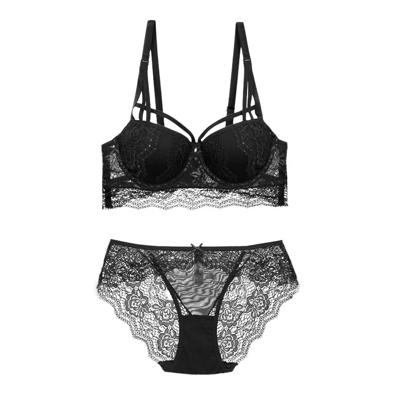 lace bra and panty sets Varsbaby Sexy Hollow Lace Floral Brassiere Adjusted-straps Underwear Push Up Ladies  Bra Sets ethika set Bra & Brief Sets