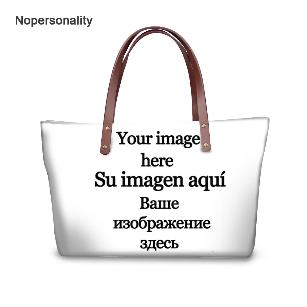 

Nopersonality Customize Image Loge Tote Bag for Women Casual Neoprene Handbag Large Capacity Female Ladies Top-Handle Bags