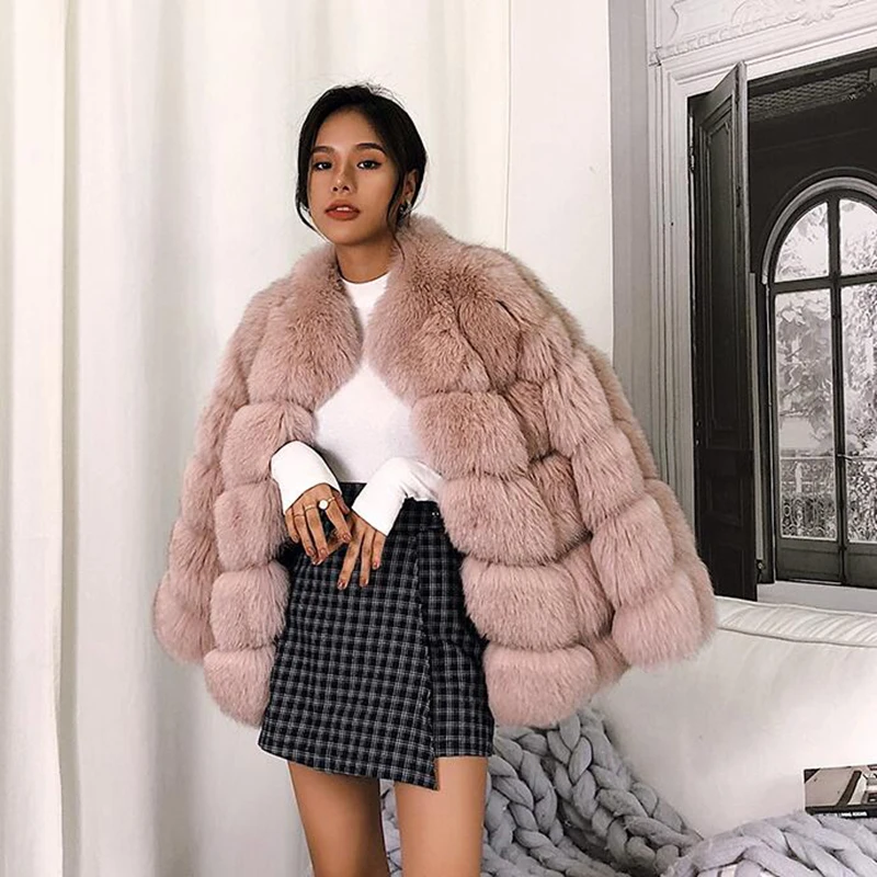 

Maylofuer Real Fox Fur Coat with Stand Collar INS Fashion Women Warm Natural Fox Fur Jackets for Winter Ladies Overcoat Outwear