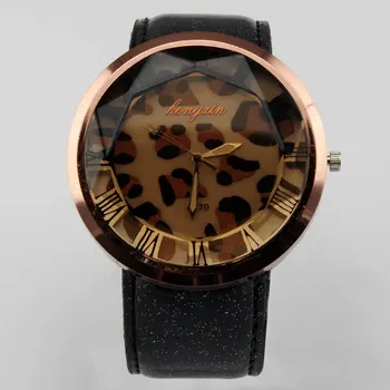 

Hot new fashion watch classic leopard print dial ladies quartz watch women pu leather band dress watch