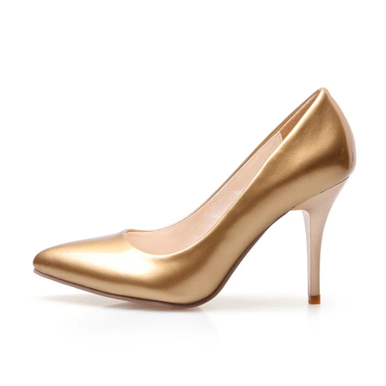 RQFF Brand Womens Pumps 9cm Thin Super High Heels Point Toe Female Shoes With Box Ladies Sexy Party Gold Sliver Heels Size 34-43 (4)