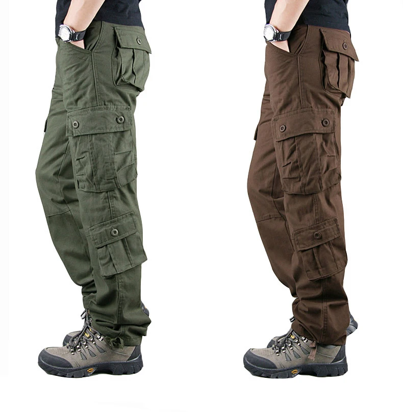 Военные Брюки Cargro, мужские повседневные свободные длинные брюки, хлопковые тактические штаны для мужчин, много карманов, армейские, больше размера, Hombre, Размер 29-42