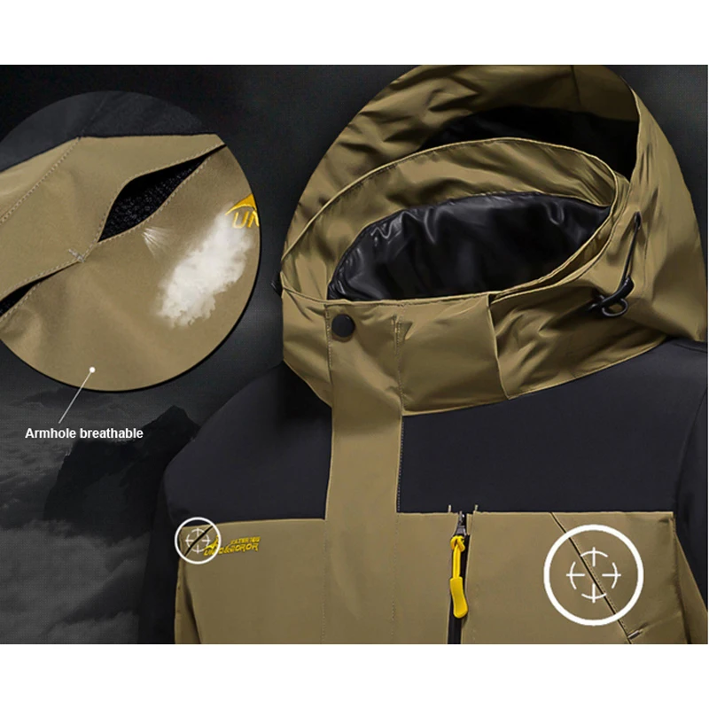 Cena Męskie zimowe wodoodporne kaptur ryby termiczne ciepłe Plus rozmiar Trekking piesze wycieczki obóz narciarski wspinaczka 3w1 odpinany płaszcz kurtki outdoorowe