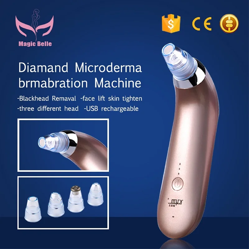 Portable 4 Tips Diamond Microdermabrasion Dead Skin Peeling Pore