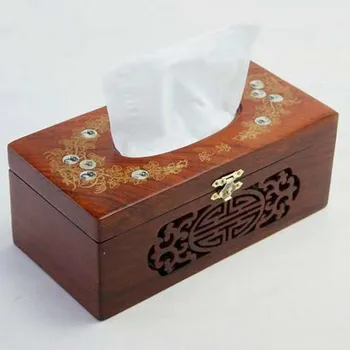 

Creative household carton openwork carved mahogany tissue box rosewood tray living room solid wood WF716349