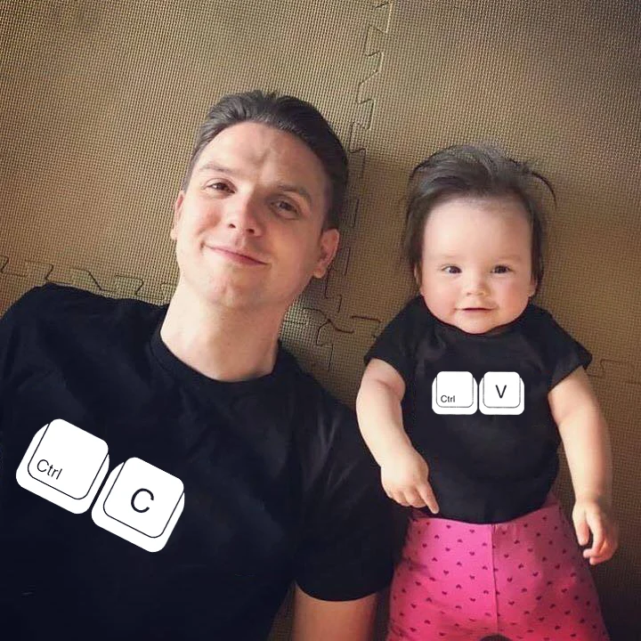 

CTRL + C CTRL + V Family T-Shirt Father and Son Daughter Tshirts Matching Oufits Dad Baby Family Look Summer T Shirt Tops Tee