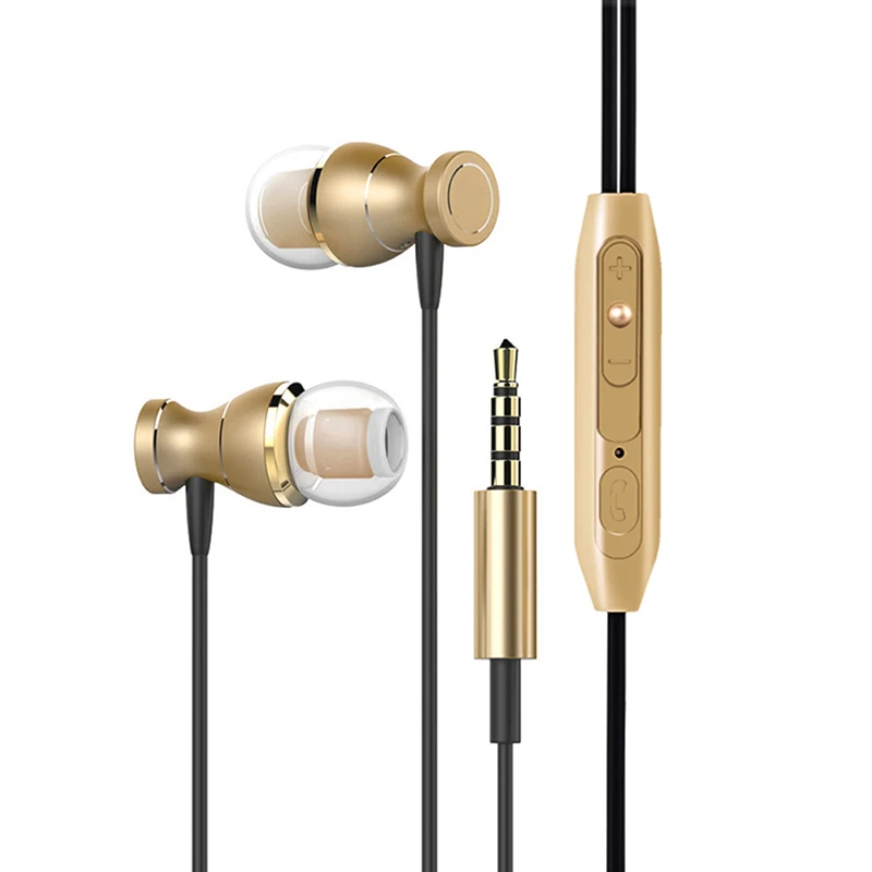 

Line control earphones surround sound effect waterproof noise reduction aeronautical Aluminum material design silica gel ear cap