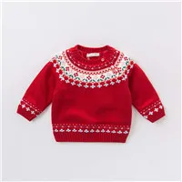 DBZ6026 dave bella/осенний Рождественский красный хлопковый пуловер для маленьких мальчиков, Свитер Милая одежда детский вязаный свитер
