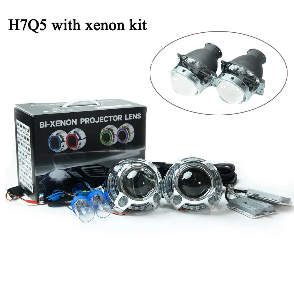 H7Q5 with xenon kit Стайлинга автомобилей линзы проектора bi xenon с 55 Вт ксеноновый комплект переменного тока для ксеноновой лампы hid модернизации - Цвет: H7Q5 with xenon kit
