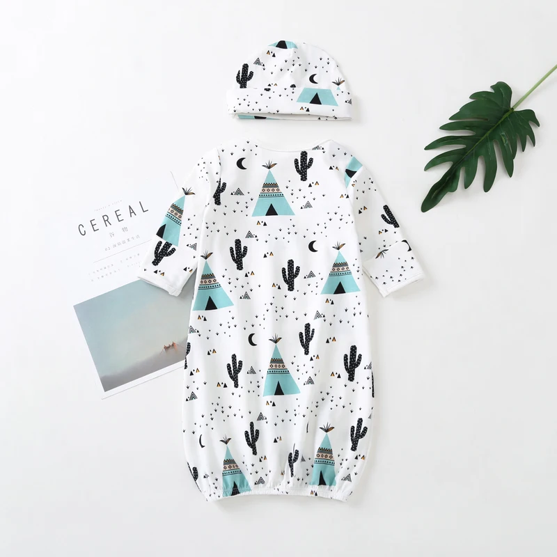 

2019 New Newborn Girls Boys Cartoon Pattern Sleeping Robes Clothes Cotton Sleepwear Gown Outfit