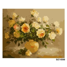 Желтый цветок. 40x50 см, живопись по номерам, сделай сам, настенное искусство, украшение гостиной, пейзаж, фигура, животное, цветок, мультфильм