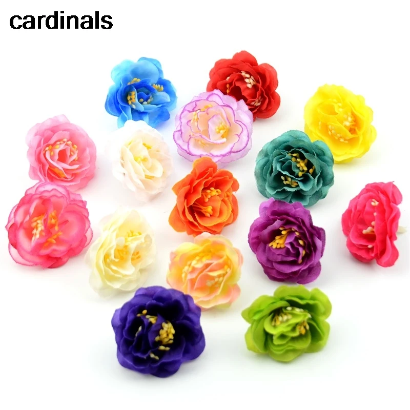 50Pcs Simulation Artificial Silk Flower Heads Craft Bridal Home Decor Green