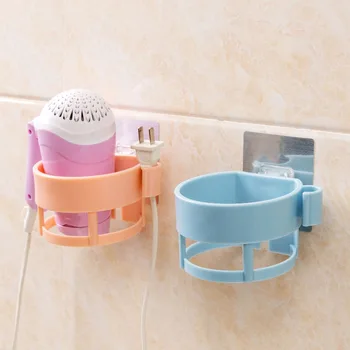 

3M Super Glue Bathroom Accessory Storage Rack Wall Mounted Type Hair Dryer Holder Stand Women Drier Comb Holder Rack Stand Set