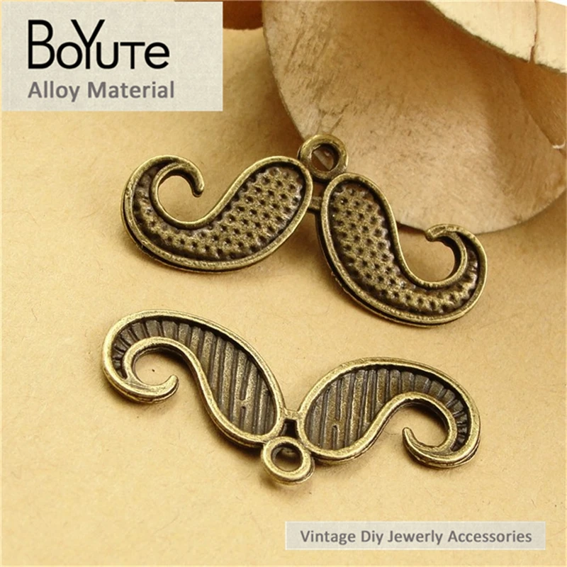 

BoYuTe (100 Pieces /lot) 30*15MM Vintage Charms Antique Bronze Plated Metal Beard Pendants Charms for Jewelry Makings