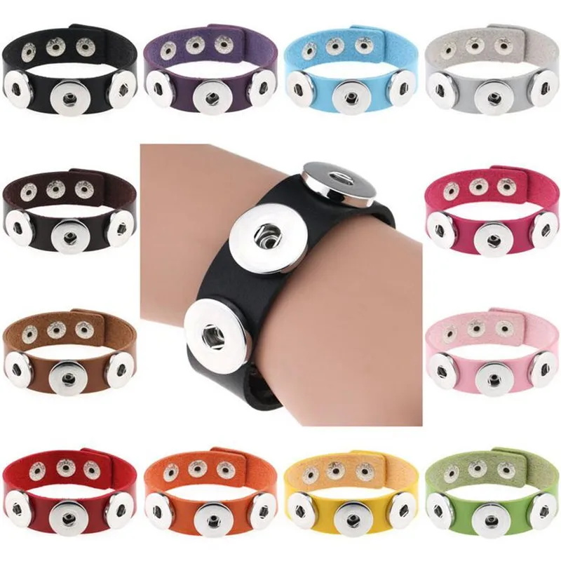 

Hot selling 1pcs/lot Length 25cm Snap Charms Leather Bracelet 18mm Button with Interchangeable DIY Fashion Jewelry