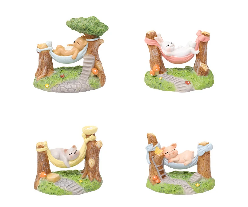 Creative Sleeping Pig Model Figurines Cute Pig Resin Crafts Cartoon Miniature Home Decoration Garden Accessories Birthday Gifts