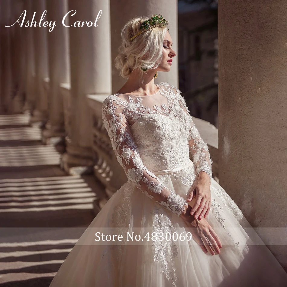 Кружевное бальное платье Ashley Carol свадебное 2020 сексуальное с длинным рукавом и