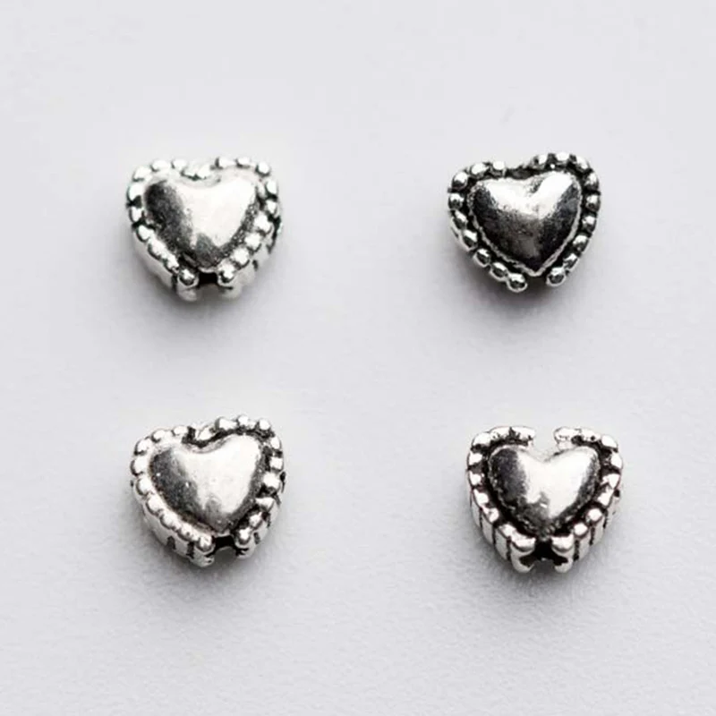 

5pcs/lot 100% 925 Sterling Silver Small Heart Spacer Beads 5mm Simple European Bracelets Charm Silver Beads DIY Jewelry Making