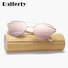 Ralferty бамбуковые женские солнцезащитные очки ретро кошачий глаз розовый Винтаж солнцезащитные очки UV400 дерево солнцезащитных очков новое качество очки Oculo K1585