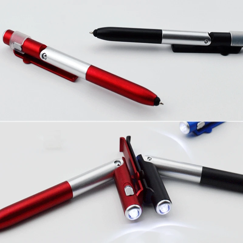 Top 500pcs/lot 4 in 1 Multi-function Led flashlight Torch ballpoint pen cellphone holder Touch ballpen capacitive stylus 2
