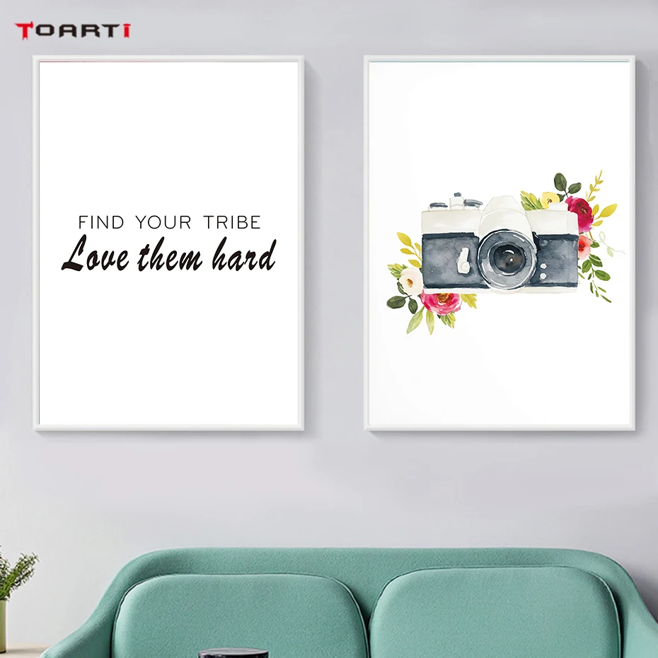 Bicycle Camera With Flowers Prints Posters Colorful Canvas Painting On The Wall For Living Room Home Decor Modern Quote Artwork  (5)