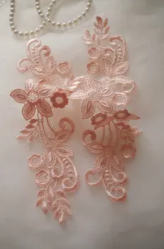 

10 pairs peach pink venice lace applique, floral lace applique, multiple colors available