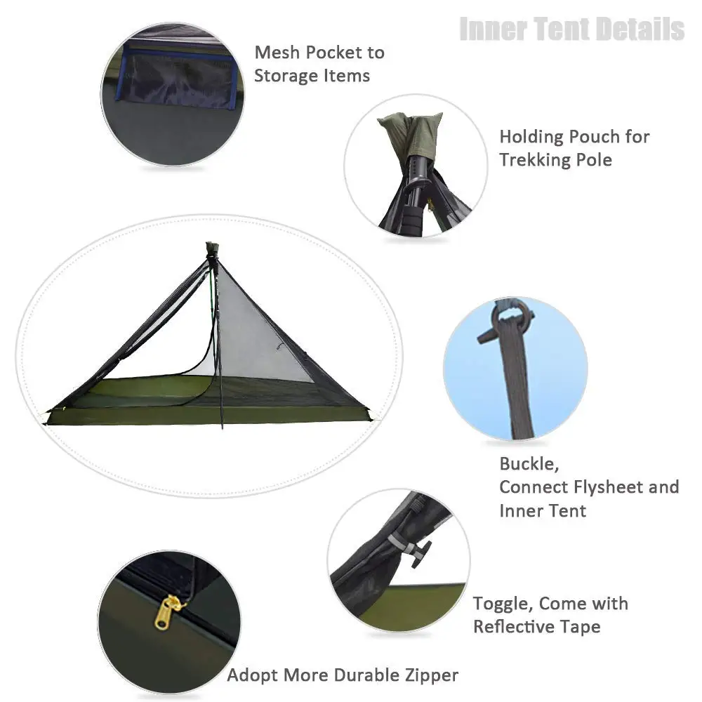 Tenda de Acampamento ao ar Geertop Ultraleve Pessoa Três Temporada Mochila Livre Caminhadas Equipamento Turístico Portátil Tendas Trekking 1 3 Uma 17 High Quality Esporte e Lazer