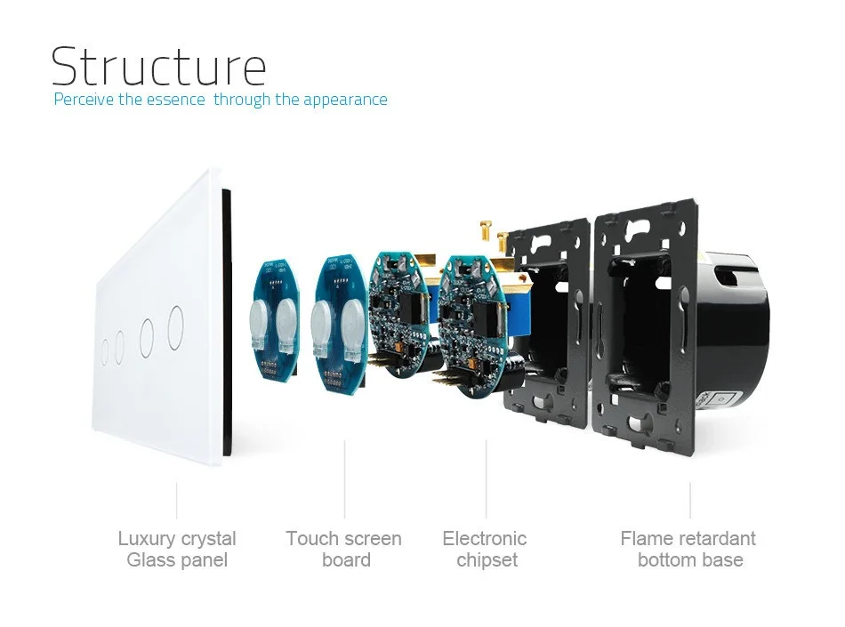 Livolo, стандарт ЕС 4 банды 2 способ сенсорный выключатель, роскошная закаленная стеклянная панель, домашний настенный выключатель света, VL-C702S/702S-1/3