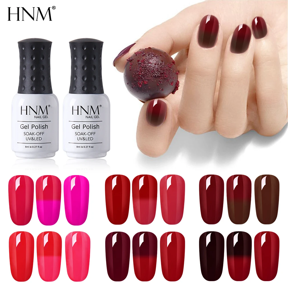 

HNM 8ML Wine Red Thermo Nail Gel UV Paint Gellak Changing Nail Gel Polish Semi Permanent Hybrid Varnish Stamping Lucky Lacquer