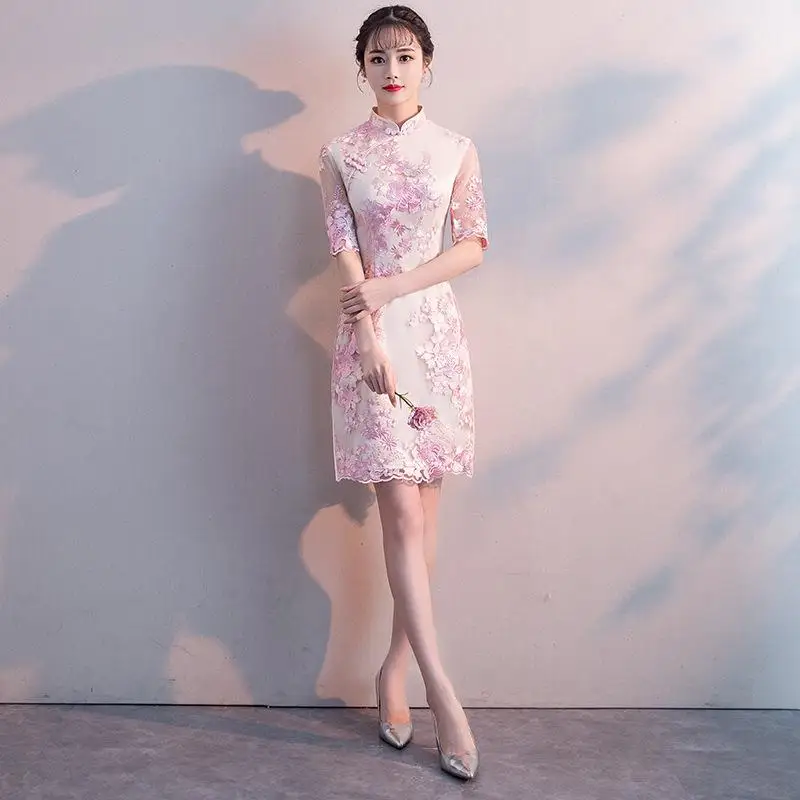 Сексуальное женское платье Cheongsam с рукавом три четверти, улучшенное платье в китайском стиле, винтажное женское платье с цветочной вышивкой, Qipao Vestidos XS-XXL - Цвет: Style 7