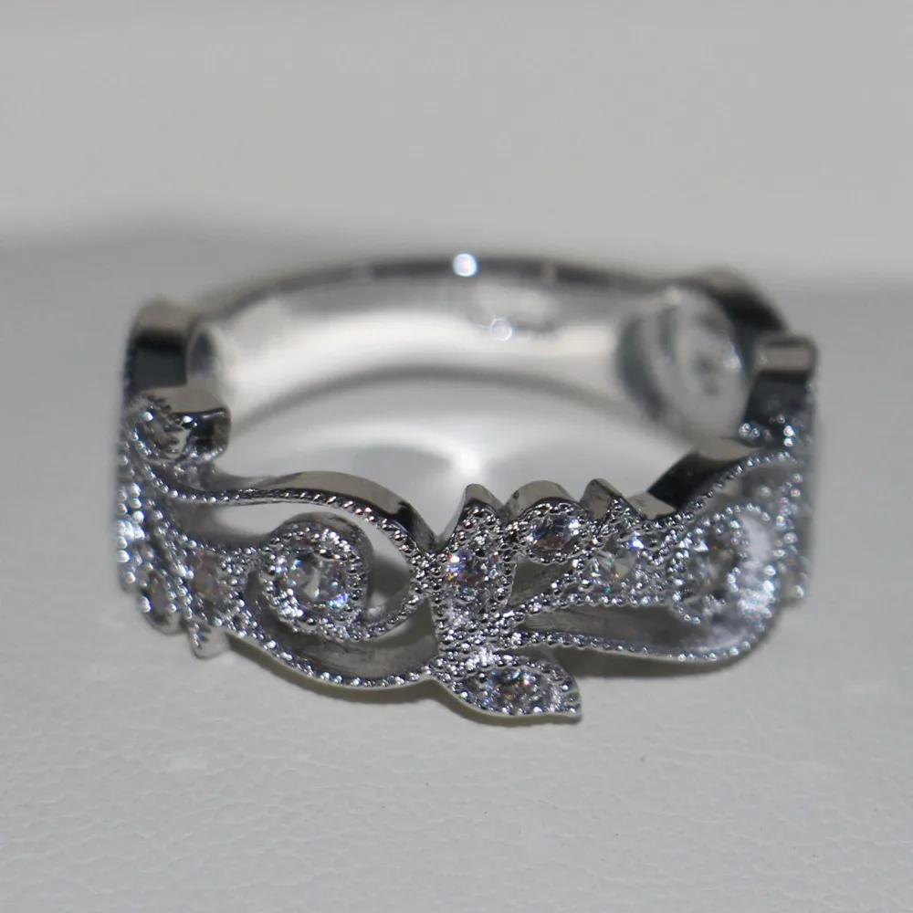Choucong Wieck, антикварные ювелирные изделия, цветочный дизайн, 925 пробы, серебро, имитация камней, Свадебные обручальные кольца для любви, размер 5-11