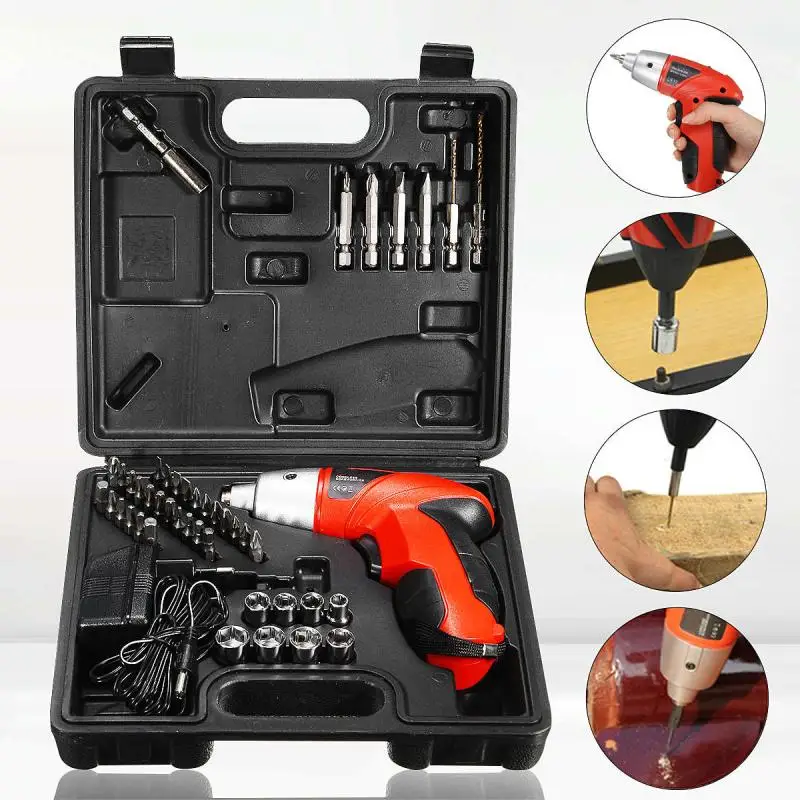 

45Pcs Non-slip 220V Cordless Electric Drill Rechargeable Cordless Screwdriver Bit Set With Case Household Power Tool Drill Bill