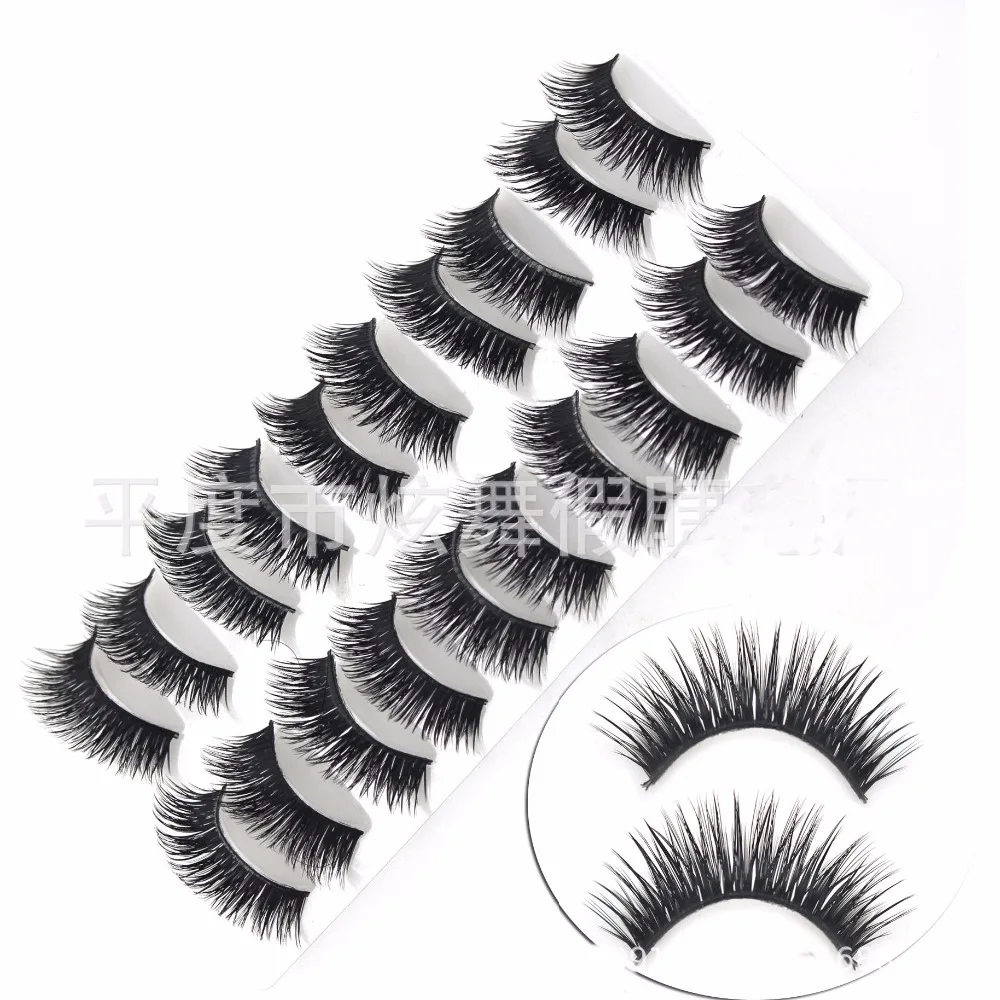

NEW Thick False Eyelashes Handmade Black Terrier Cross Exaggerated Eye Lashes Fashion Ball Smoke Makeup Fake Eyelashes 10 pair