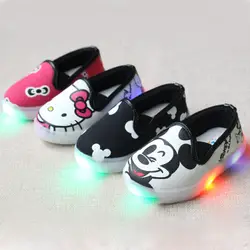 Обувь для мальчиков Обувь для девочек Chaussure Enfant рисунок «Hello Kitty» дети света Обувь для Спортивная обувь LED Спортивная обувь для детей для