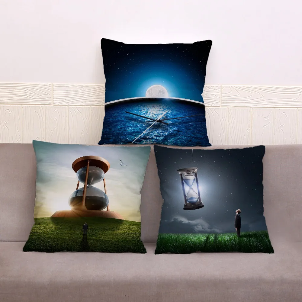 

Наволочка для подушки с принтом часы, 45 х45 см