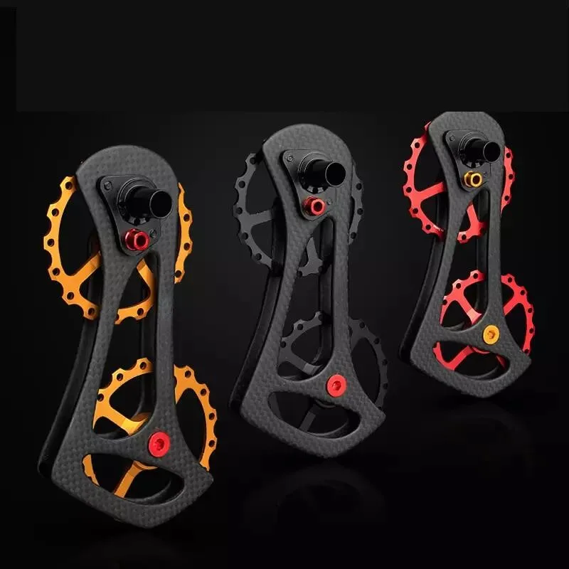 17T font b Bicycle b font Bike Ceramic Bearing Jockey Pulley Wheel Set Black Red Carbon