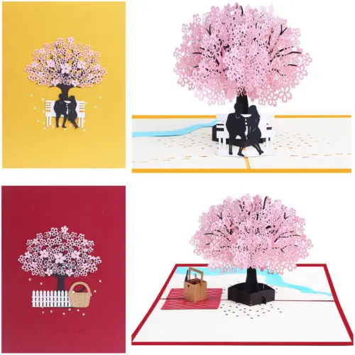 3D Pop Up Handmade Flower Greeting Card Christmas Birthday New Year Invitation - 32934599418