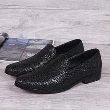 Christia Bella Neue Männer Schuhe Mode Party Faulenzer Echtem Leder Männer Kleid Schuhe Schwarz Glitter business formale schuhe Männer Wohnungen