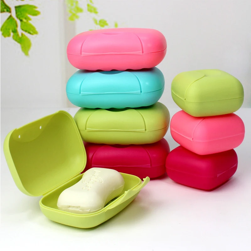 Portable Plastic Soap Dishes 12 CM * 5 CM Candy Color Shower Soap