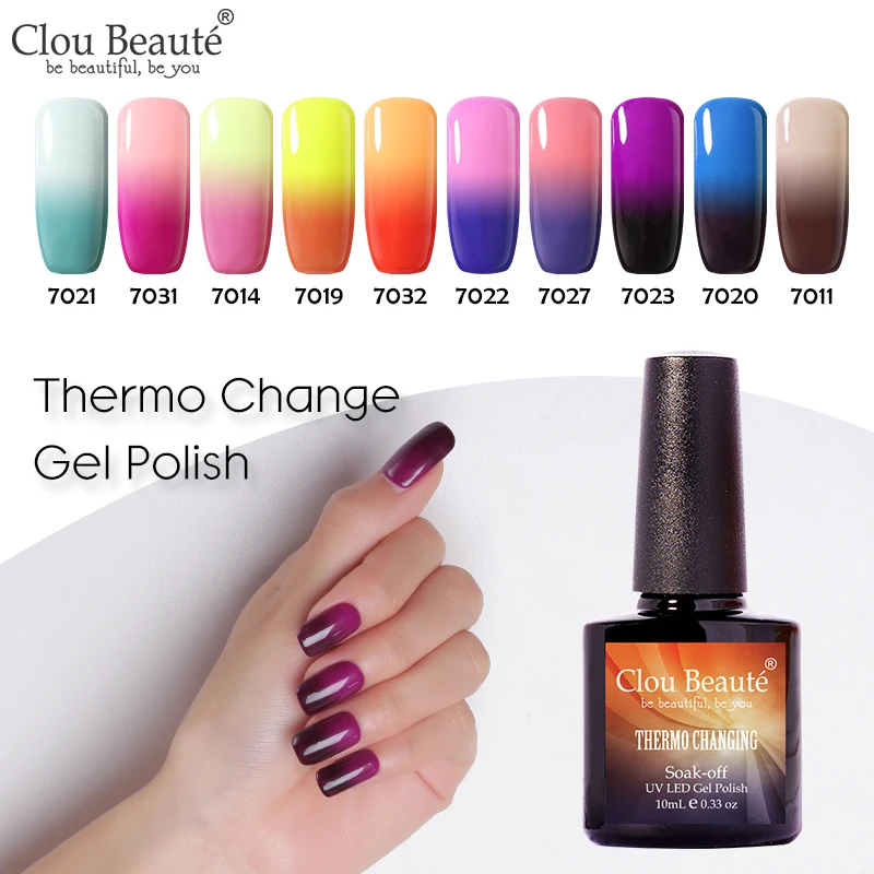 

Clou Beaute Temperature Change UV Gel Lacquer 10ml Gel Nail Polish Manicure Thermo Gel Polish Nail Art Color Hybrid Varnish