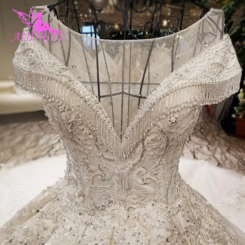 

AIJINGYU 2018 luxury crystal sparkling diamond marriage new hot selling gown v-neck formal bride dresses wedding dress WT173