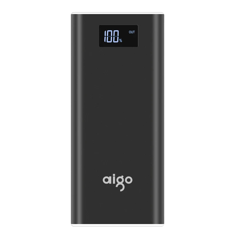 Aigo Мощность Bank 20000 мАч Для Сяо mi 2 USB быстрая зарядка Портативный повербанк для iPhone X 8 7 6 5 плюс 20000 мАч телефон Мощность банк - Color: black