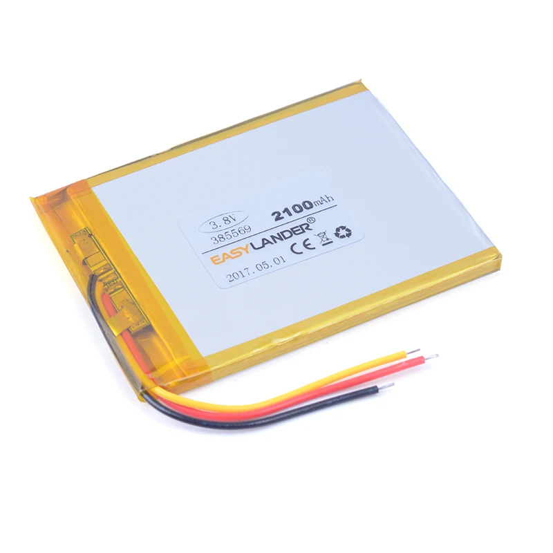 

500pcs 53261-0271 molex 1.25mm 2Pin 385569 385570 3.8V 2100mAh Rechargeable li Polymer Battery For Tablet PC Mobiles Power bank