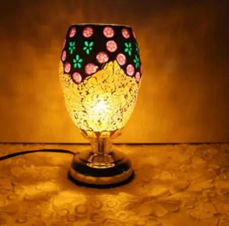 Свет красочные стеклянные настольные светильники для кабинета спальни рядом антикварное изделие мозаичный светильник горелка плагин лампа масляная лампа DF86