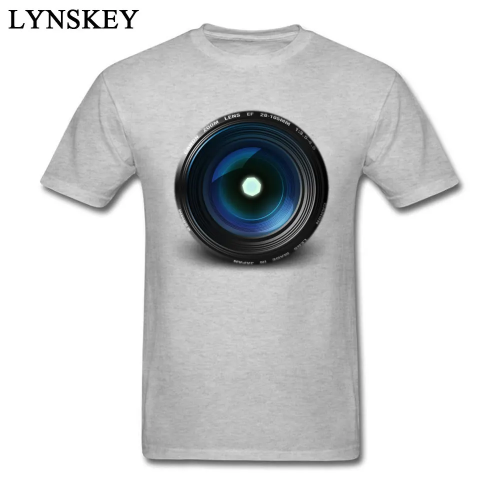 T-shirts Summer Short Sleeve Special Round Neck Cotton Tops Shirts Design Fall Camera Lens Clothing Shirt for Men Top Quality Camera Lens grey