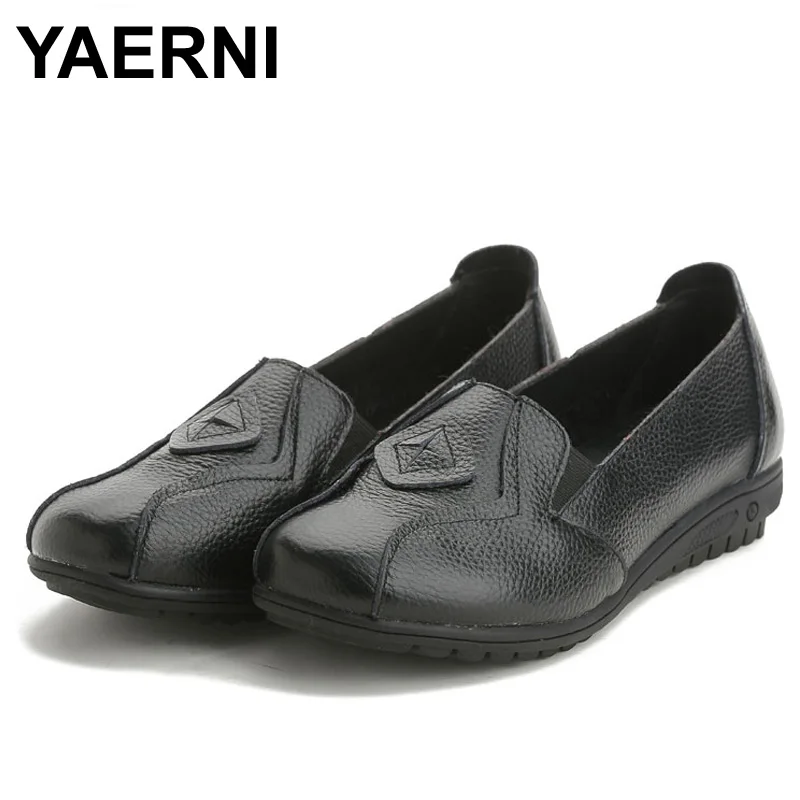 

YAERNI 2019 Leisure Flat Shoes Woman High Quality Genuine Leather Ballet Shoes Comfortable Loafers Ladies Moccasin Shoes